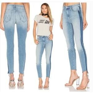 MOTHER JEANS Size 25 Stunner Zip Ankle Step Fray Light Kitty Racer